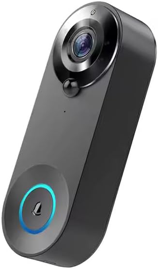 2MP Smart WiFi Video Doorbell – 1080P Full HD, PIR Motion Detection, 160° Wide Angle, Two-Way Audio, Night Vision – Tuya App, Google Assistant Compatible – Black