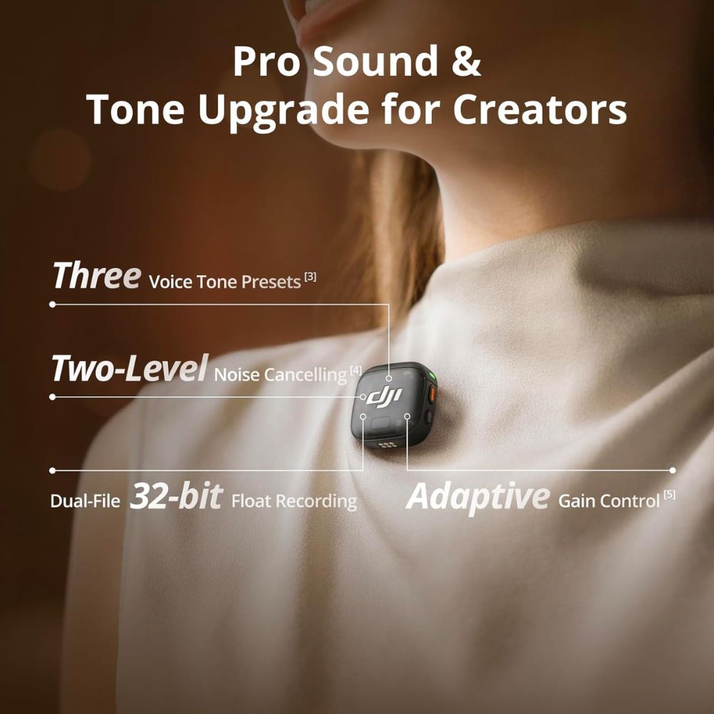 DJI Mic 3 Transmitter, Wireless Mini Microphone for iPhone/Camera/Android, Lightweight & Intuitive, Lavalier Microphone, 32-bit Float, Integrated Timecode, Vlog, Interview, Streaming DJI
