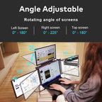 Trion 16" FHD Portable Monitor Quad Screen with One-Cable Triple Display Screen Extender for Laptops (Win10+, Mac M1/M2/M3) (AU Version)