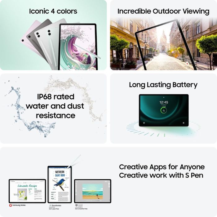 Samsung Galaxy Tab S9 FE+ Wi-Fi – 8GB RAM, 128GB, Gray (Model: X610) Samsung