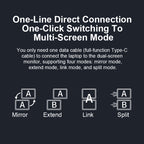 Trion 15.6-inch Full HD Foldable Dual Portable Monitor - Plug and Play Screen Extender