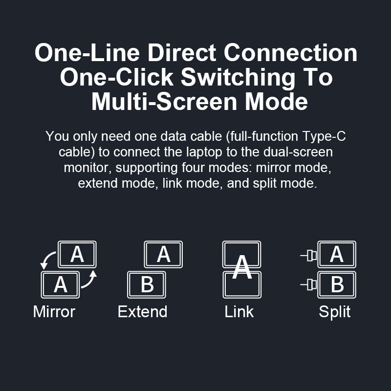 Trion 15.6-inch Full HD Foldable Dual Portable Monitor - Plug and Play Screen Extender