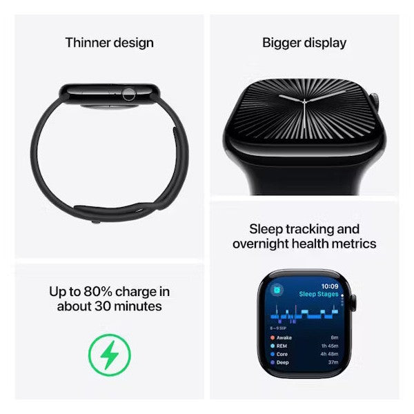 Apple Watch Series 10 GPS + Cellular 46mm Silver Aluminium Case with Denim Sport Band - AU Version