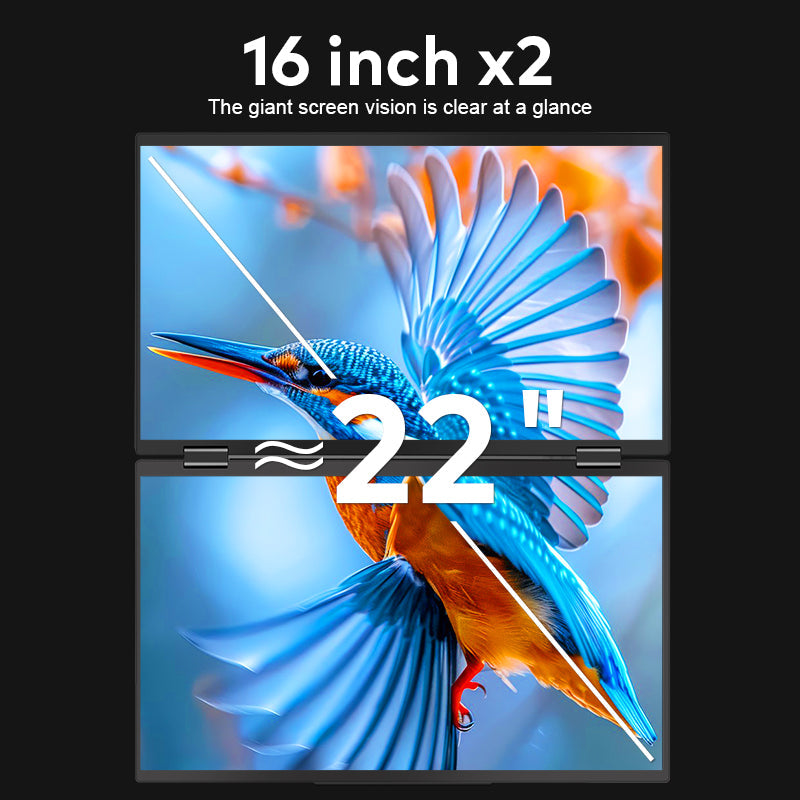 Trion 16-inch Full HD Foldable Dual Portable Monitor - Plug and Play Screen Extender Trion