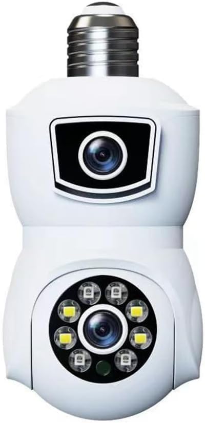 C4 Dual Lens 360° E27 Bulb CCTV Camera – 2MP+2MP WiFi IP Security Cam with V380 Pro, Ceiling Mount, Wireless Smart Surveillance