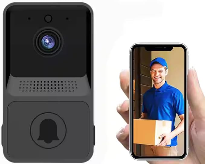 Smart 1080p Mini Door Bell Rectangle Camera - Black