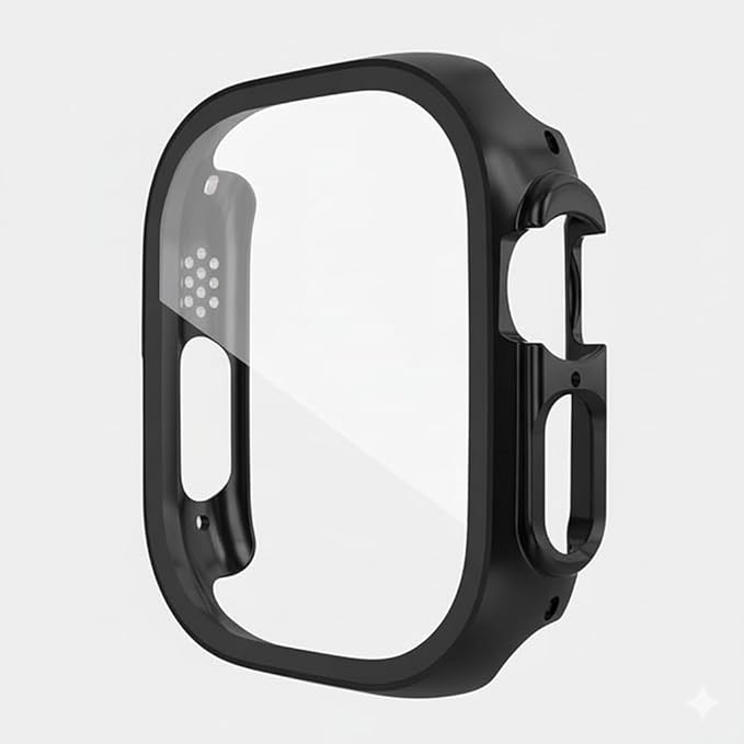 Plastic Case with Glass Sport Strap Waterproof Band Compatible with Apple Watch
