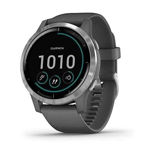 Garmin Vivoactive 4 GPS Fitness Smartwatch, Silver with Grey Band - Open Never Used Garmin