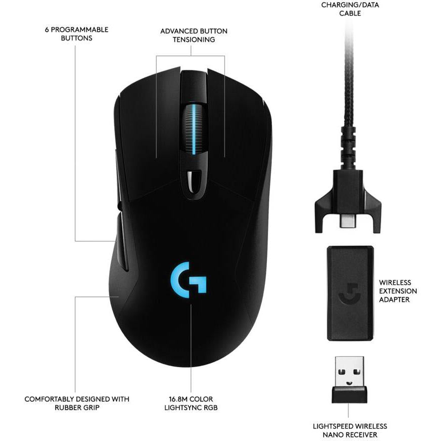 Logitech G703 Lightspeed Wireless Gaming Mouse - Black