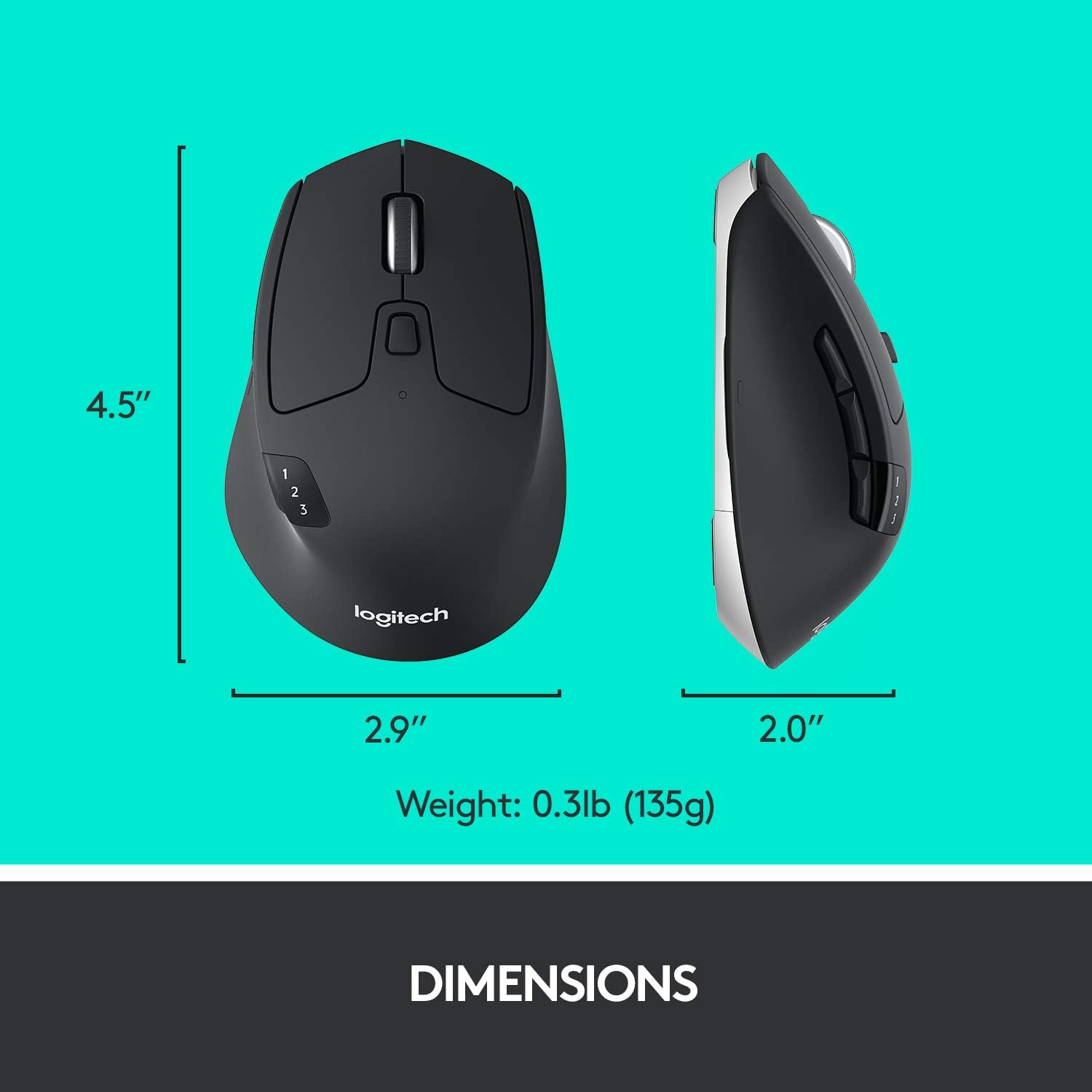 Logitech M720 Triathlon Multi-Device Wireless Mouse - Black