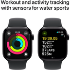 Apple Watch Series 10 42mm Jet Black Aluminium Case GPS + Cellular Sport Band - Black - Good - Refurbished (AU Version) Apple