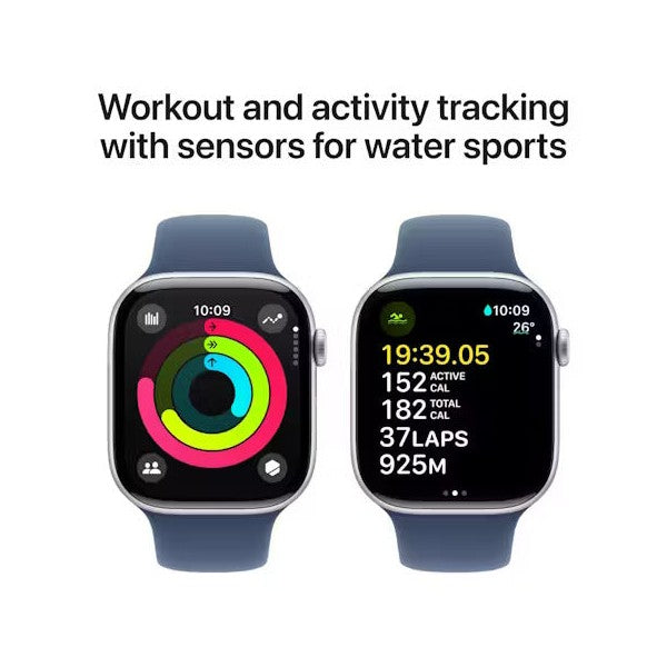 Apple Watch Series 10 GPS + Cellular 46mm Silver Aluminium Case with Denim Sport Band - AU Version
