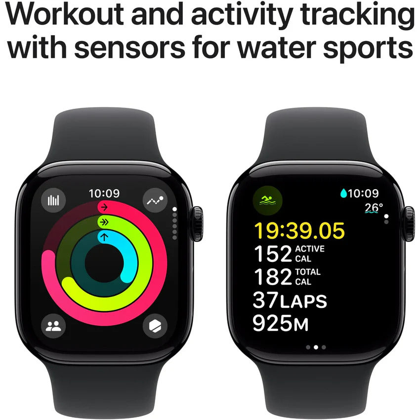 Apple Watch Series 10 46mm Jet Black Aluminium Case GPS + Cellular Sport Band - AU Version