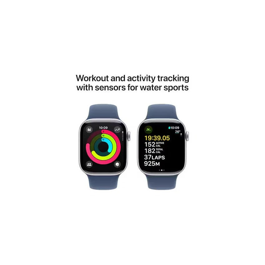 Apple Watch Series 10 GPS + Cellular 42mm Silver Aluminium Case with Denim Sport Band - AU Version