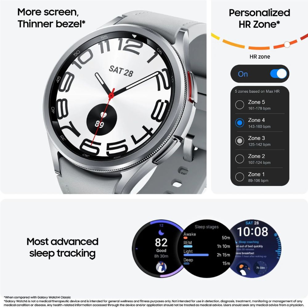 Samsung Galaxy Watch6 Classic 47mm LTE - Silver - Pristine Refurbished Samsung