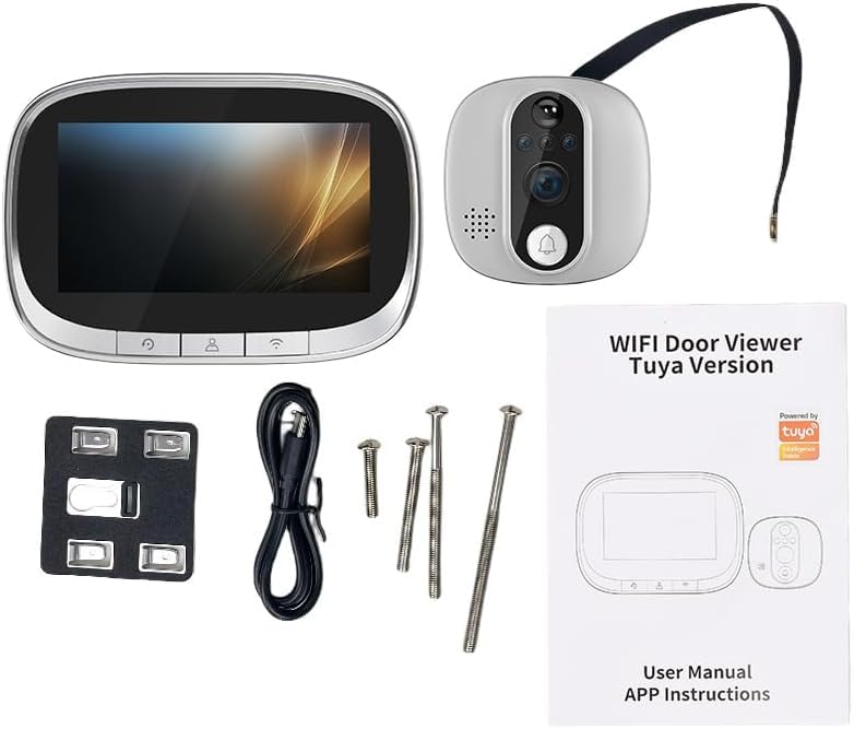 WiFi Door Viewer Smart Doorbell Camera Wireless HD Video Door Phone with Motion Detection & Two-Way Audio (X001D18N9Z)