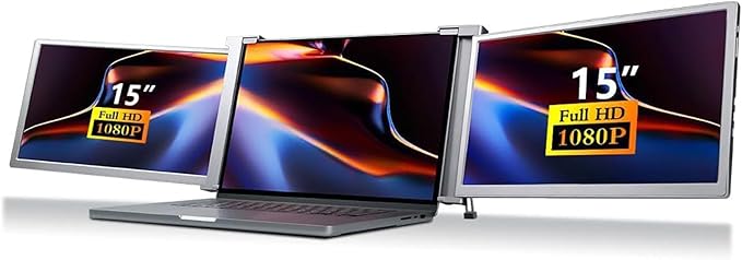Trion Monitor Extender for Laptop Full HD Foldable Dual Screen 15.4 inches - Grey