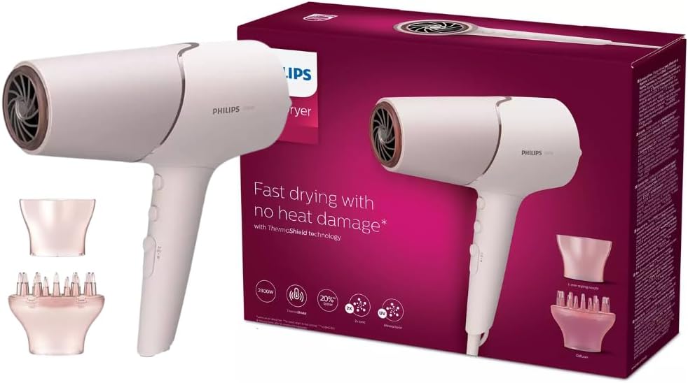 Philips Hair Dryer 5000 ThermoShield Sensor Pink - (AU Version) - Pristine - Refurbished