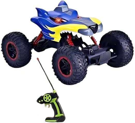 Tristar Online Blue Four-Way Light Wolfhead Bigfoot 1.16 Scale RC Car - Monster Truck - Blue - USB Cable Included