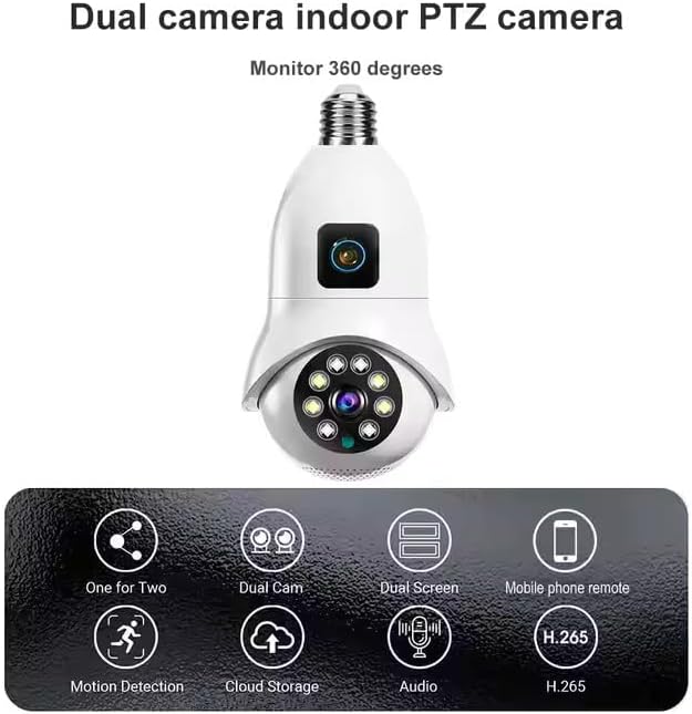 V380 Pro 4MP Waterproof IP Camera Dual Lens E27 New Bulb Full Color Night Vision Two Way Audio Outdoor Security Camera - Pristine - Refurbished Tristar