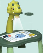 Kids Educational LED Projector Table Toy - Tyrannosaurus Drawing Board Easel - Green (Dinosaur)