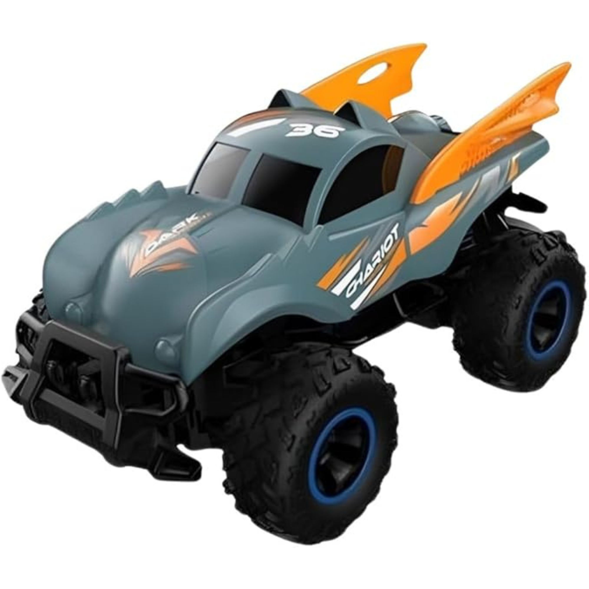 Monster Truck Off-Road Car for Children Remote Control - 1:14 Scale - Four-Way - 27MHz Radio Control (Gray)