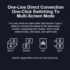 Trion 16-inch Full HD Foldable Dual Portable Monitor - Plug and Play Screen Extender Trion