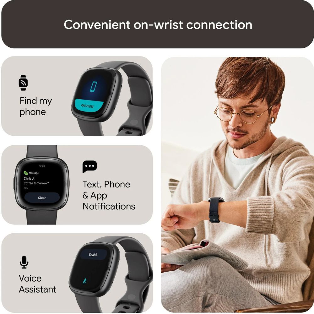 Fitbit Sense Smartwatch Graphite GPS, ECG & SpO₂ - Pristine - Refurbished Fitbit