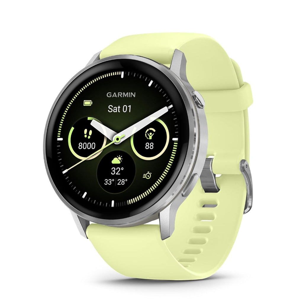 Garmin Venu 4 45mm GPS Smartwatch - Slate with Black, Silver with Citron, Silver with Silver Gray silicone band
