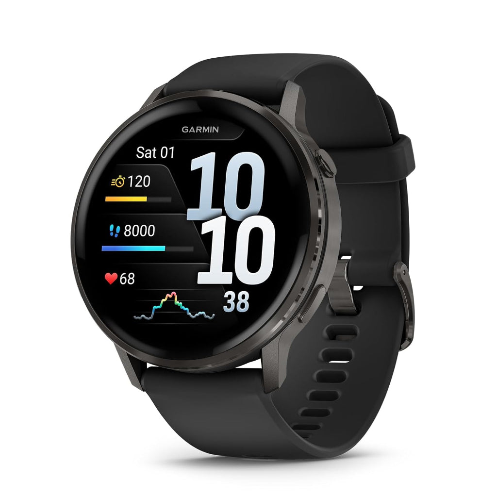 Garmin Venu 4 41mm GPS Smartwatch - Slate with Black, Lunar Gold with Bone, Silver with Periwinkle silicone band