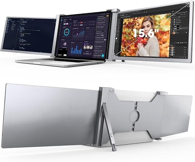 Trion Portable Monitor Extender for Laptop Full HD Foldable Dual Screen 15.6 inches - Grey