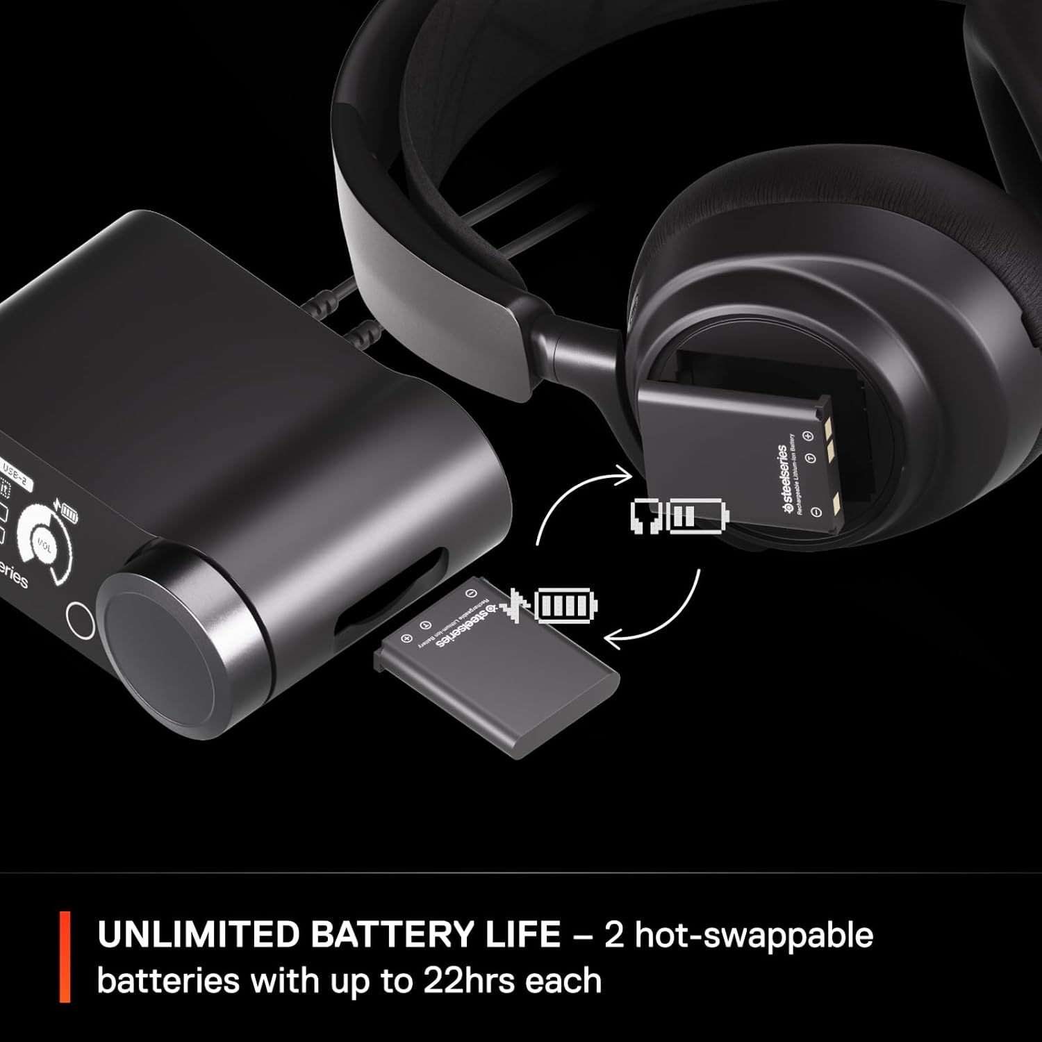 SteelSeries Arctis Nova Pro Wireless + Bluetooth - PC, PlayStation & Switch - Active Noise Cancellation, Dual 36+ Hour Battery, AI Noise-Cancelling ClearCast Gen 2 Mic