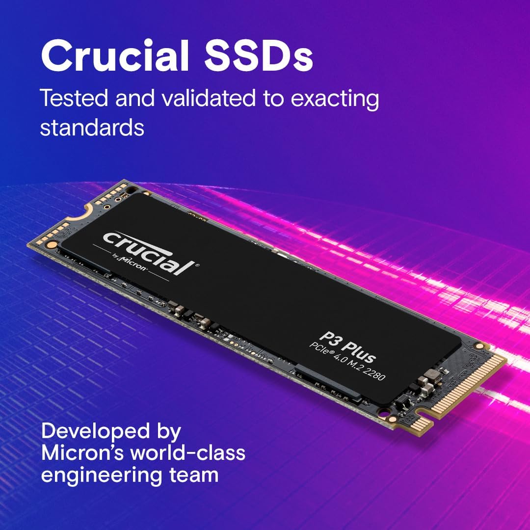 Crucial P3 Plus 4TB PCIe Gen4 NVMe M.2 SSD - Up to 5000MB/s, CT4000P3PSSD8