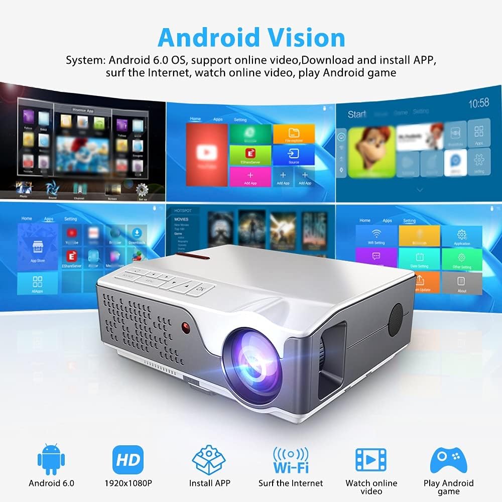 Multimedia 1080p LED Projector with HDMI - White ( Open Never Used )