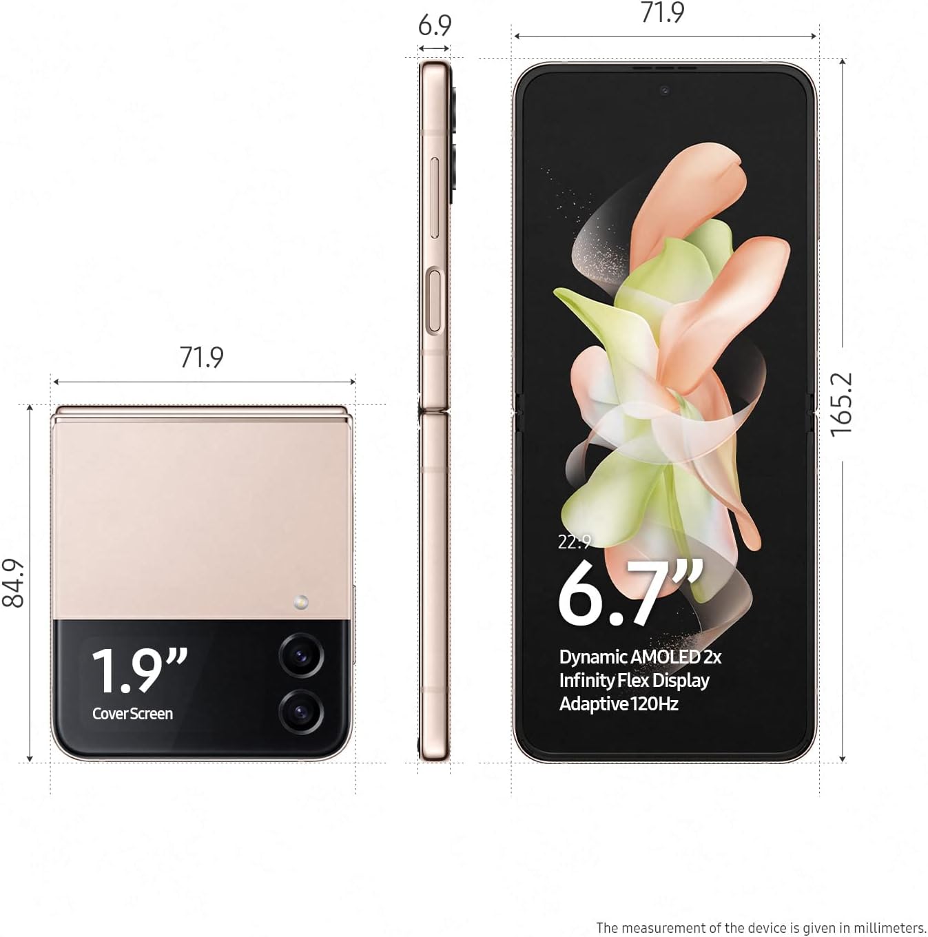 Samsung Galaxy SM-F721B Z Flip 4 5G 512GB Pink Gold AU Version - Refurbished