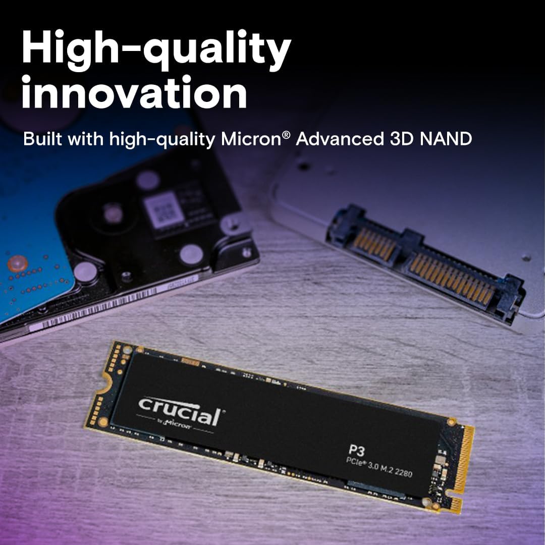 Crucial P3 4TB PCIe 3.0 NVMe M.2 SSD - Up to 3500MB/s, CT4000P3SSD8