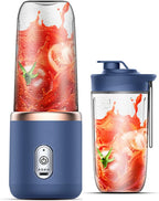 Portable Electric Juicer Double Cup Multi-functional USB Rechargeable Fruit Juice Mixer - Blue ( Open Never Used )