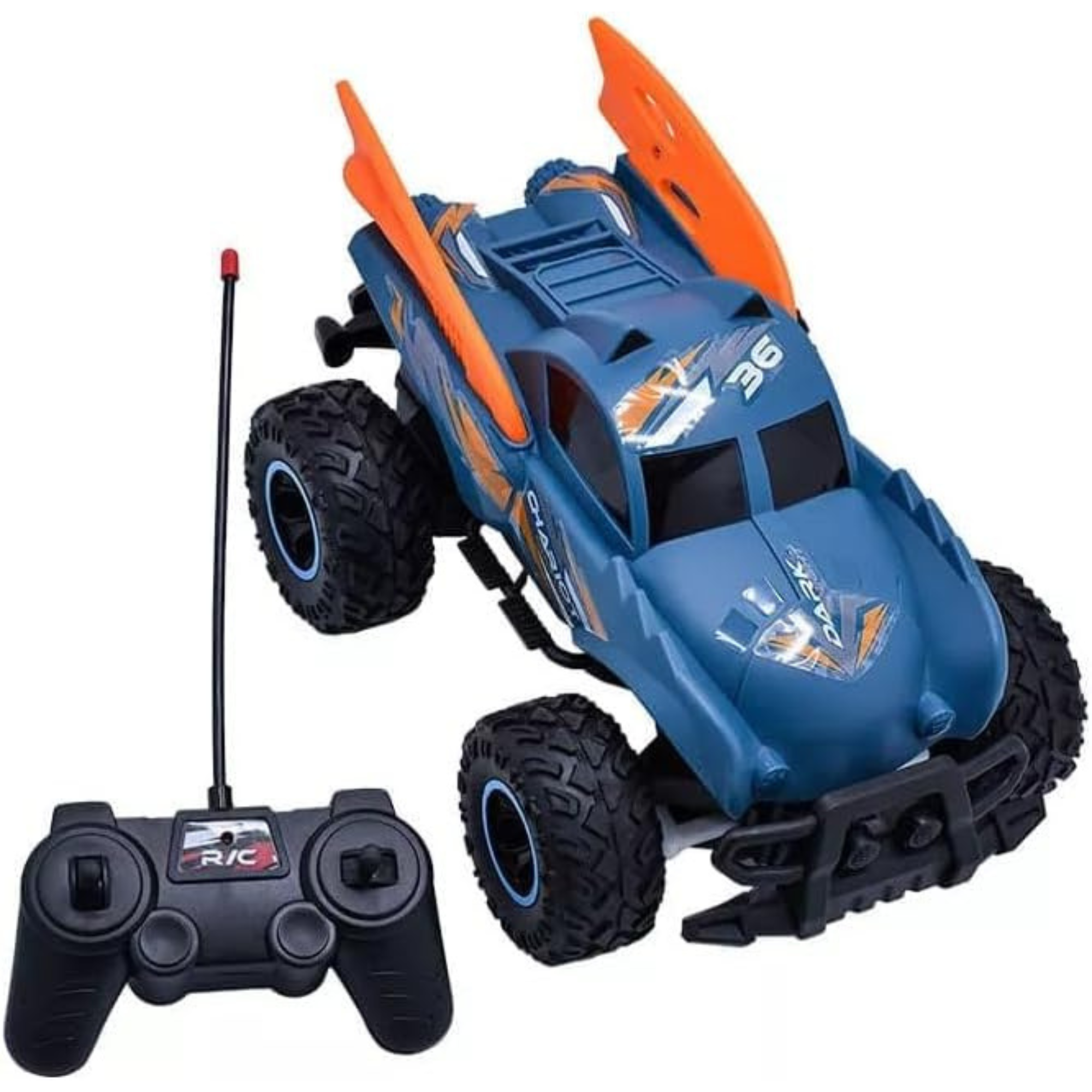 Monster Truck Off-Road Car for Children Remote Control - 1:14 Scale - Four-Way - 27MHz Radio Control (Gray)