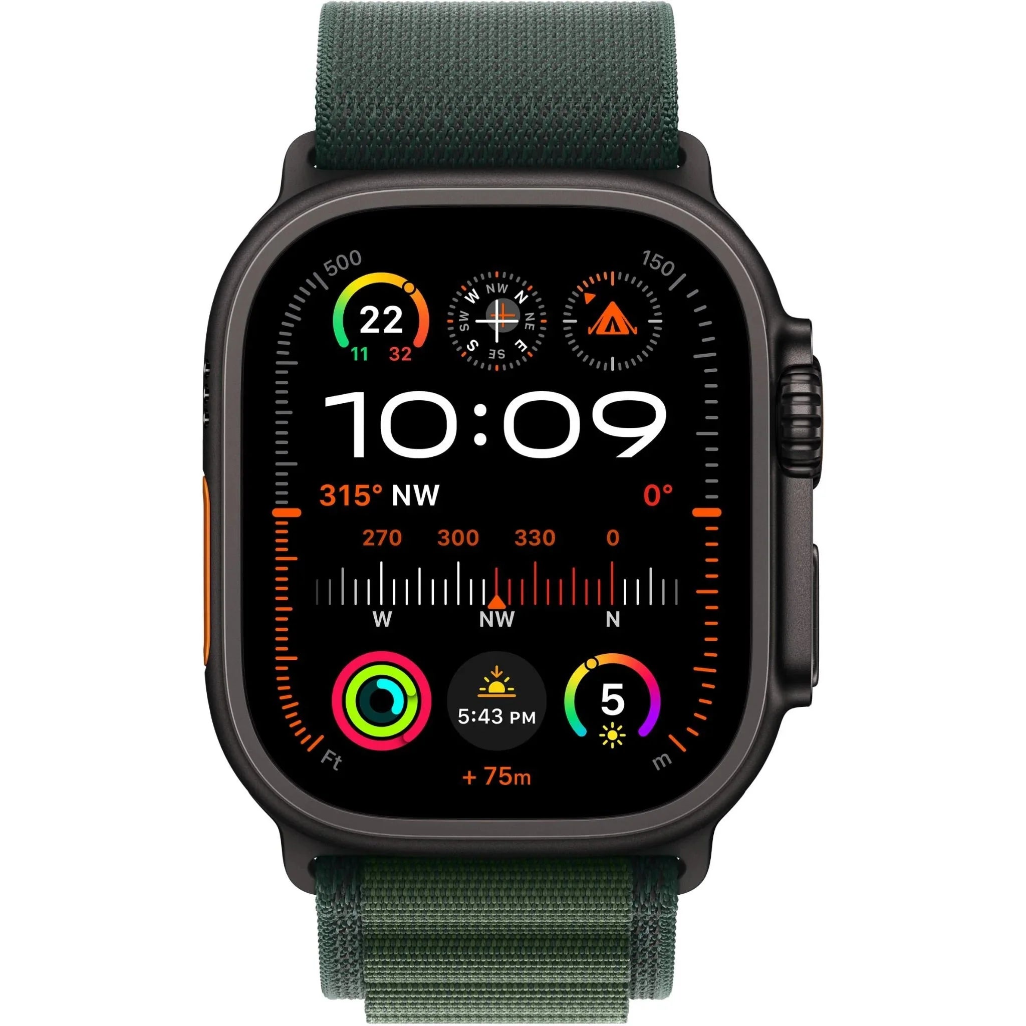 Apple Watch Ultra 2 49mm Titanium Case Black/Green Alpine Loop (M) GPS + Cellular Smartwatch Apple