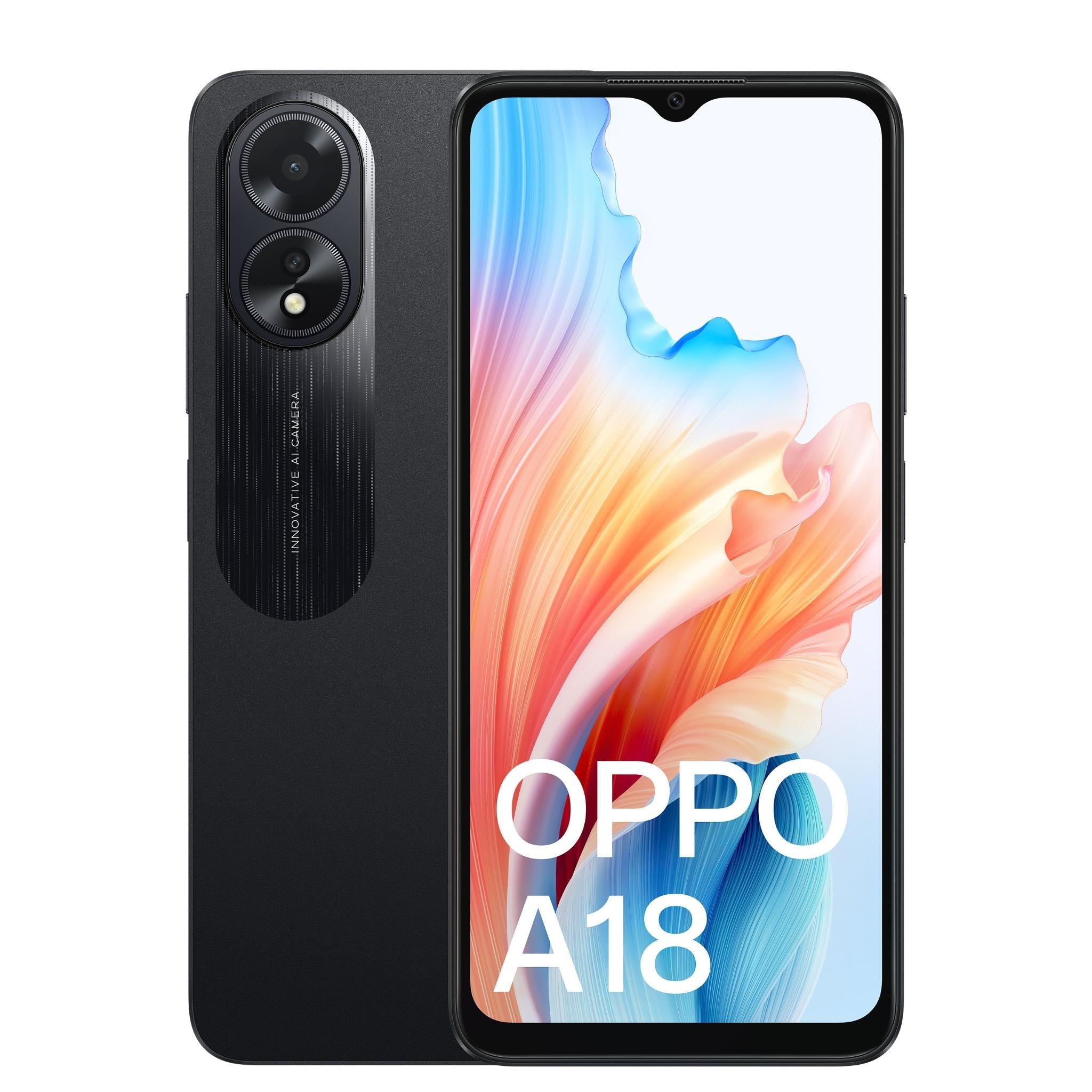 OPPO A18 (Dual Sim, 128GB/4GB, 6.56") – Glowing Black Smartphone (AU Version) - Refurbished