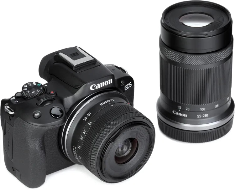 Canon EOS R50 Mirrorless Camera Kit (Black) with RF-S 18-45mm & RF-S 55-210mm Lens Bundle