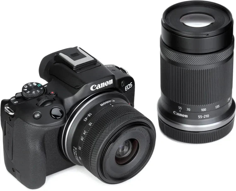 Canon EOS R50 Mirrorless Camera Kit (Black) with RF-S 18-45mm & RF-S 55-210mm Lens Bundle canon