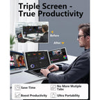 14" Dual Portable Trifold Monitor - 1080P IPS FHD Monitor Screen Extender for Laptops - Space Grey (AU Version) - Pristine Refurbished Trion