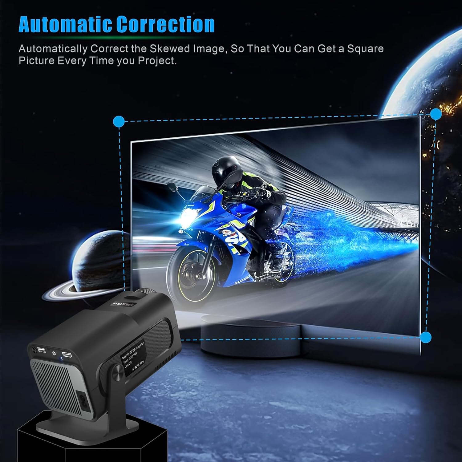 Magcubic HY320 Projector - WiFi 6, BT 5.0, Android 11 - Native 1080P/4K Decoding - 180° Rotatable - Auto Keystone Correction - Hi-Fi Speaker Open Never Used