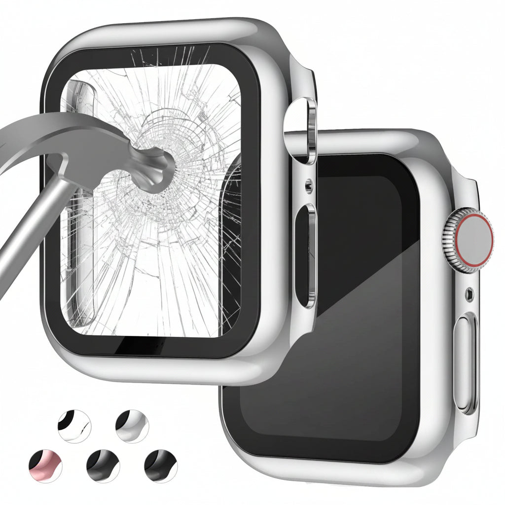 Tristar Apple Watch Plastic Case with Glass Sport Strap 38mm Black - Waterproof Band for Series 10/9/8/7/6/5/4/3/2/1/SE/Ultra/Ultra 2