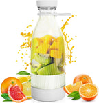Portable Juice Blender with Stainless Steel 6 Blades Battery Powered USB Mini Blender for Shakes and Smoothies - White