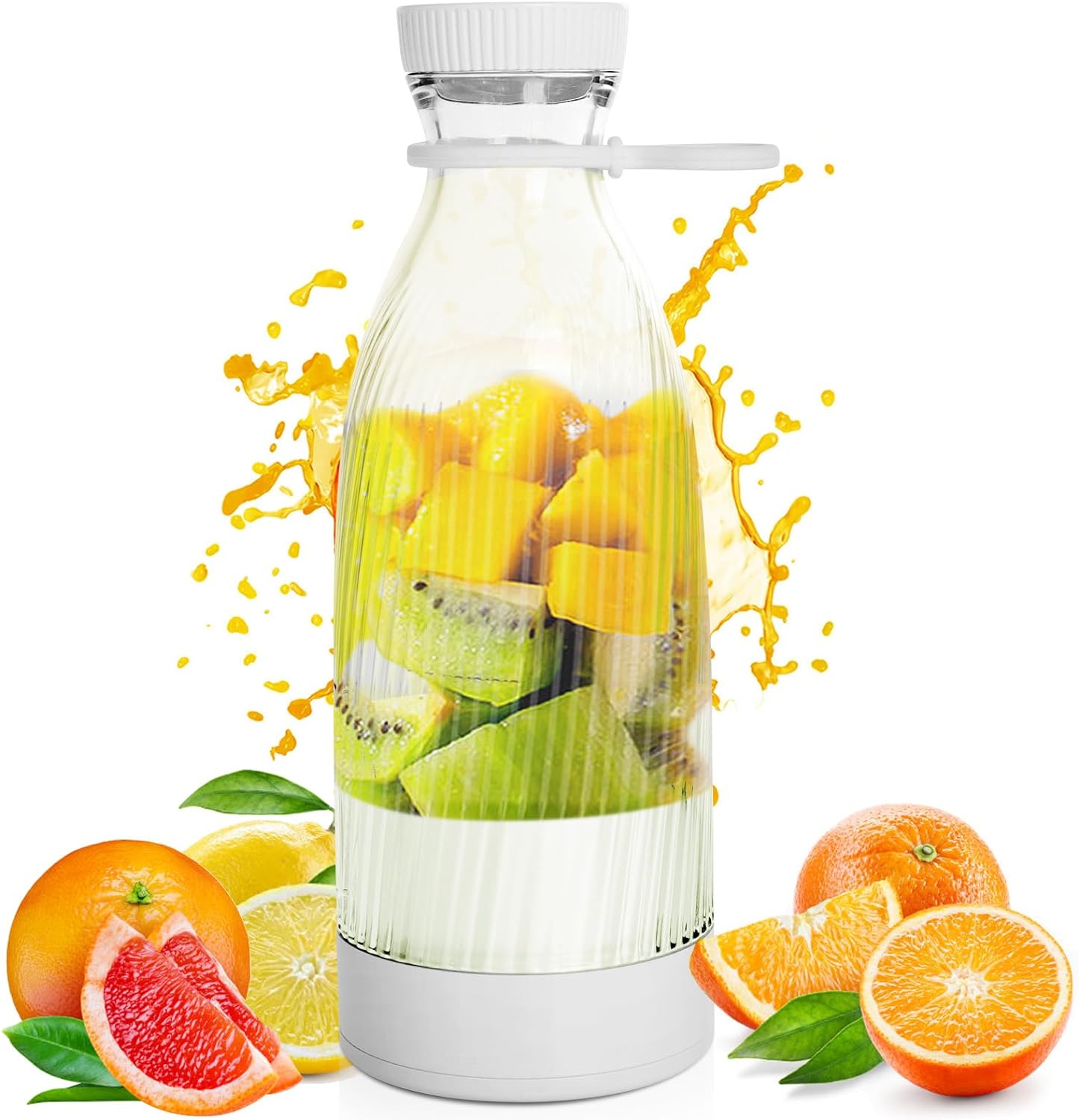 Portable Juice Blender with Stainless Steel 6 Blades Battery Powered USB Mini Blender for Shakes and Smoothies - Pink