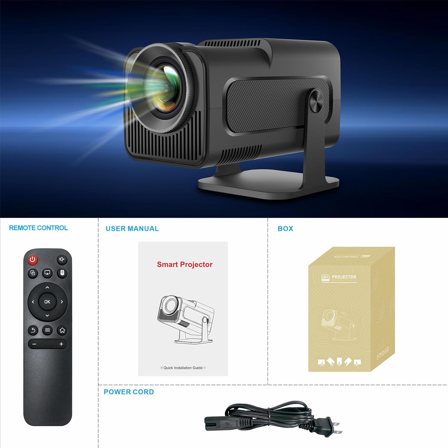 Magcubic HY320 Projector - WiFi 6, BT 5.0, Android 11 - Native 1080P/4K Decoding - 180° Rotatable - Auto Keystone Correction - Hi-Fi Speaker