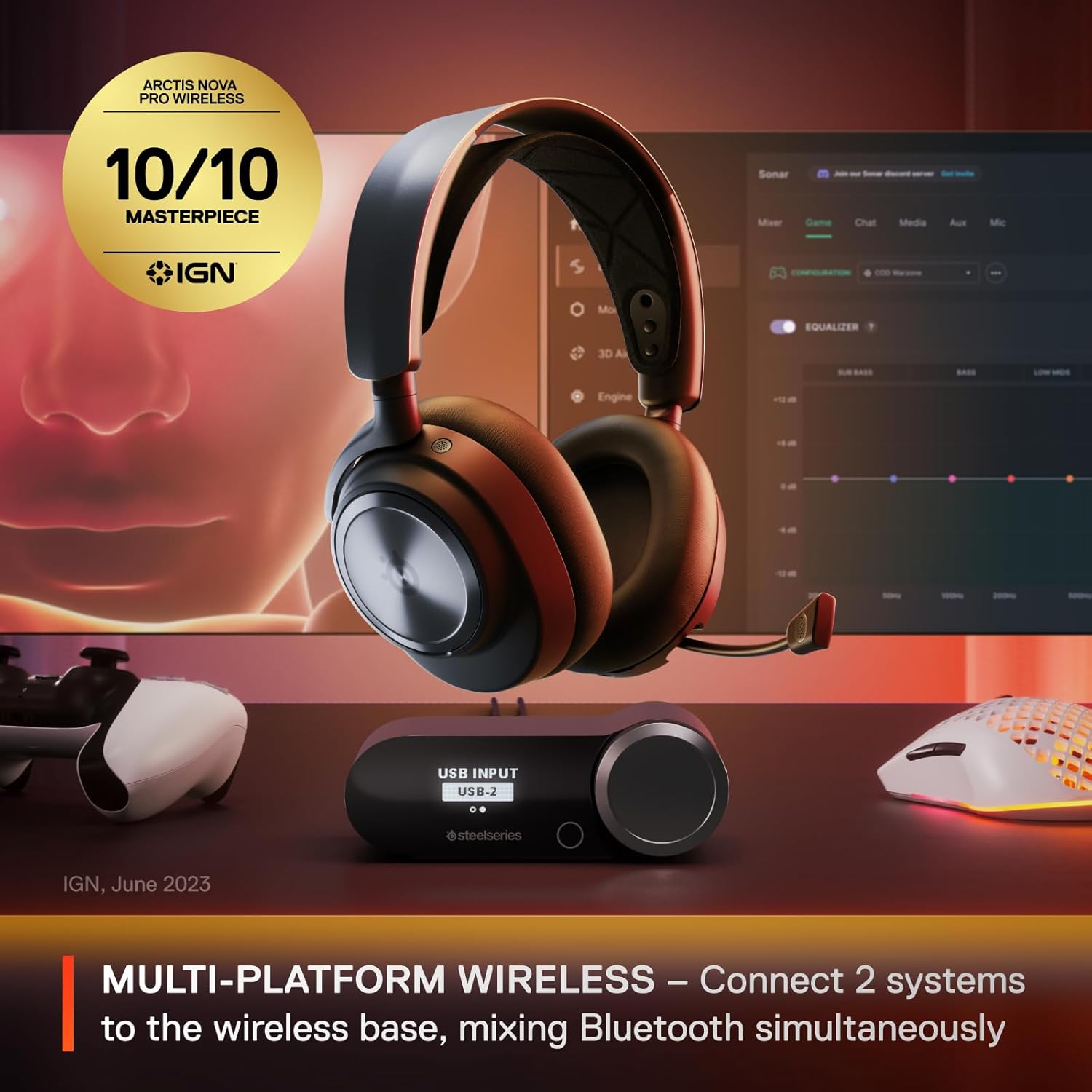 SteelSeries Arctis Nova Pro Wireless + Bluetooth - PC, PlayStation & Switch - Active Noise Cancellation, Dual 36+ Hour Battery, AI Noise-Cancelling ClearCast Gen 2 Mic