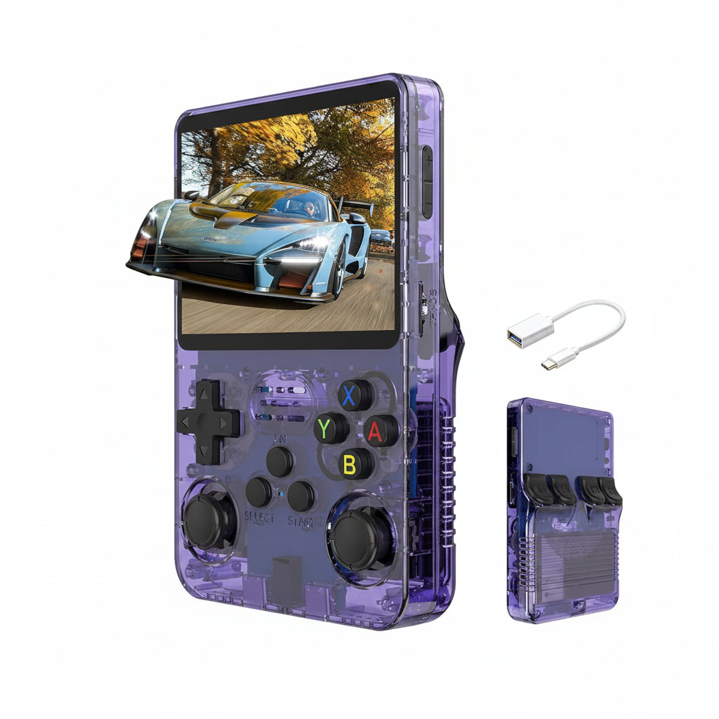 R36S Retro Handheld Game Console 3.5-Inch 15000+ Games Purple - Linux & Garlic OS Support
